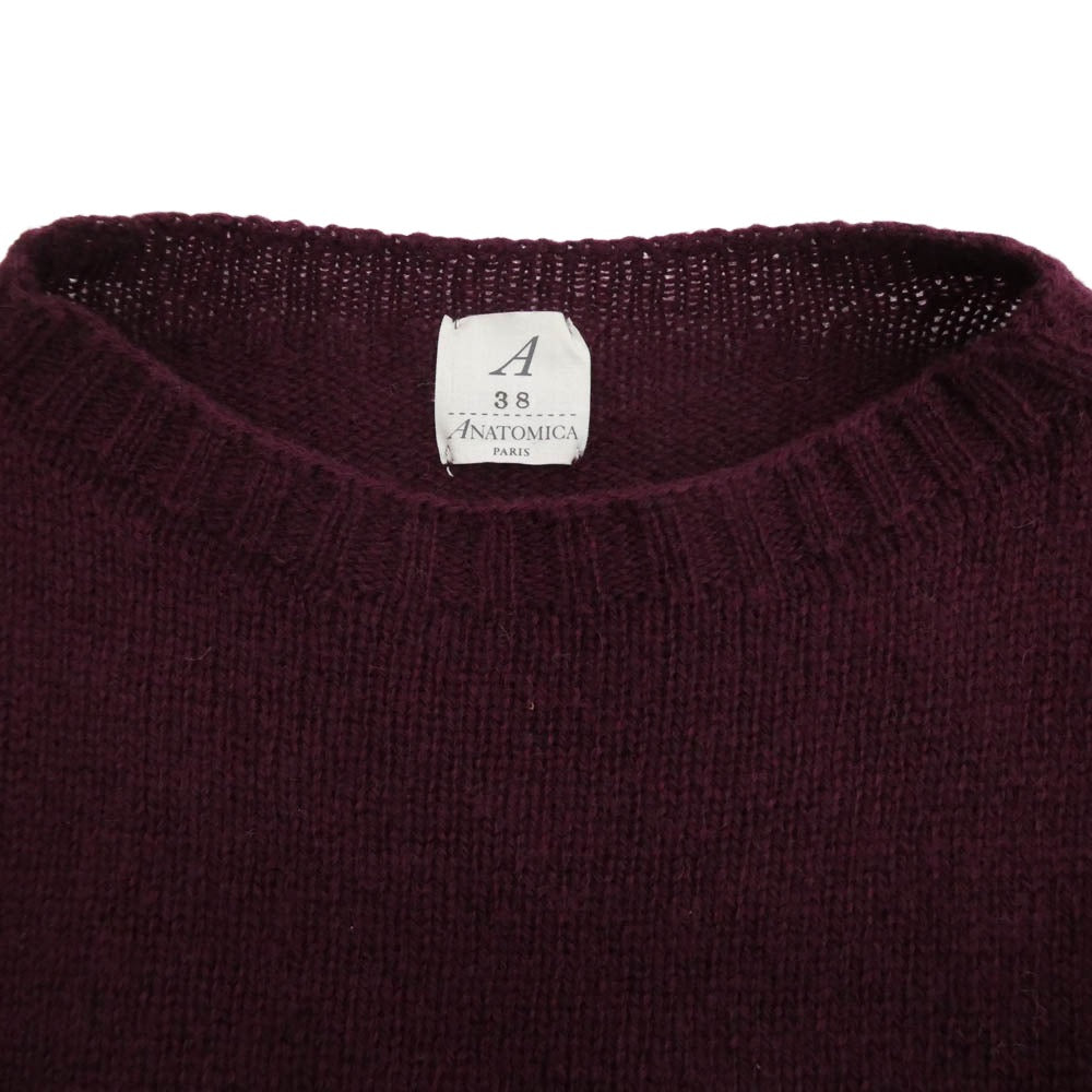 ANATOMICA アナトミカ 2PLY SHETLAND REAL SHETLAND WOOL リアル シェットランド ウール ワインレッド クルーネック ニット ワインレッド系 38【中古】