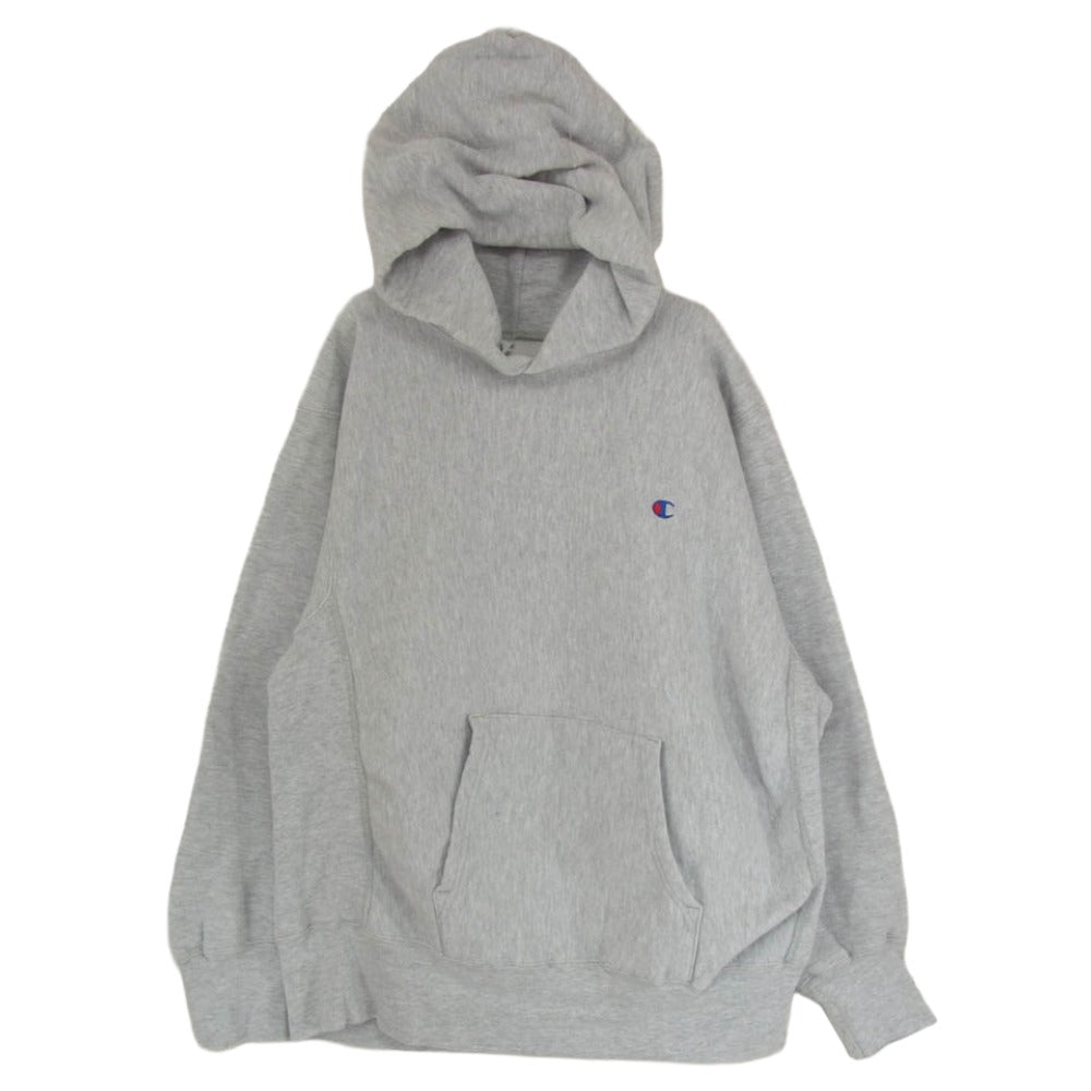 Champion チャンピオン USA製 80s 90sトリコタグ REVERSE WEAVE リバースウィーブ 無地 目付 袖目なし グレー フーディ パーカー グレー系 L【中古】