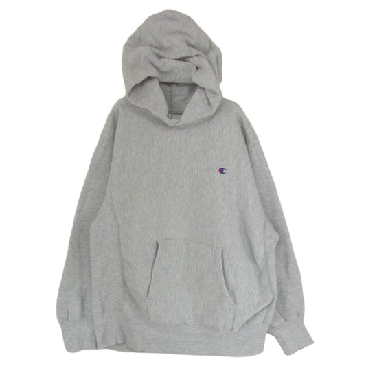 Champion チャンピオン USA製 80s 90sトリコタグ REVERSE WEAVE リバースウィーブ 無地 目付 袖目なし グレー フーディ パーカー グレー系 L【中古】