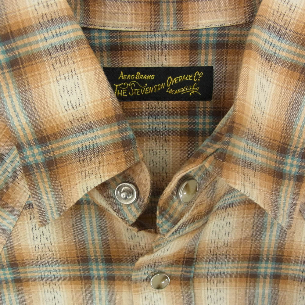 Stevenson Overall Co. スティーブンソンオーバーオール チェック ウエスタン 半袖 シャツ ブラウン系 サイズ表記無【中古】