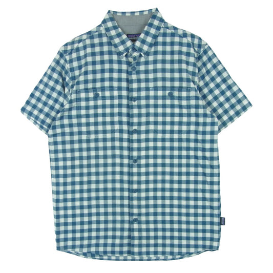patagonia パタゴニア 15SS 53195 チェック 半袖 シャツ 中国製 ブルー系 ホワイト系 M【中古】