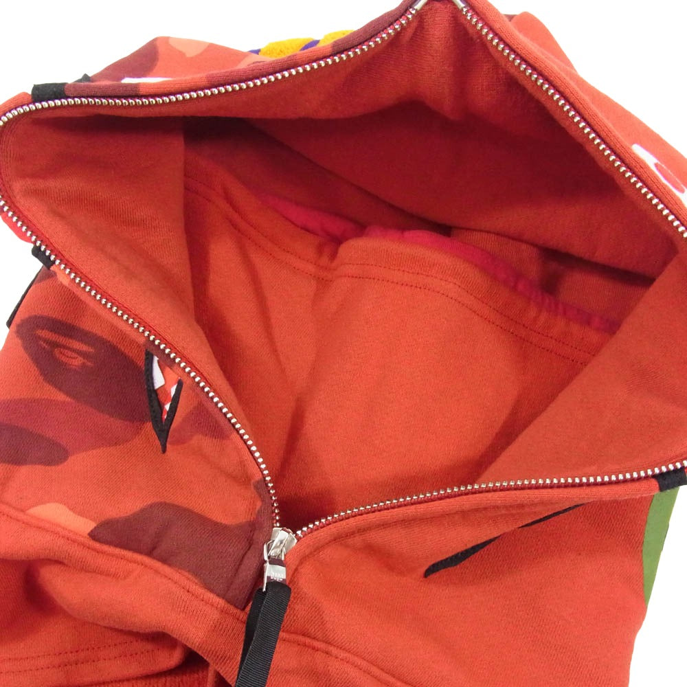 A BATHING APE アベイシングエイプ Shark Face Hooded Face Mask Neck Warmer シャークフェイス フーディ フェイスマスク ネックウォーマー レッド系【美品】【中古】