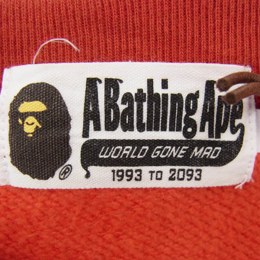 A BATHING APE アベイシングエイプ Color Camo Shark Crew Sweatshirt ZIP カラーカモ シャークプリント カモフラ クルーネック スウェット フロント リアル ジップ ポケット レッド系 XL【美品】【中古】