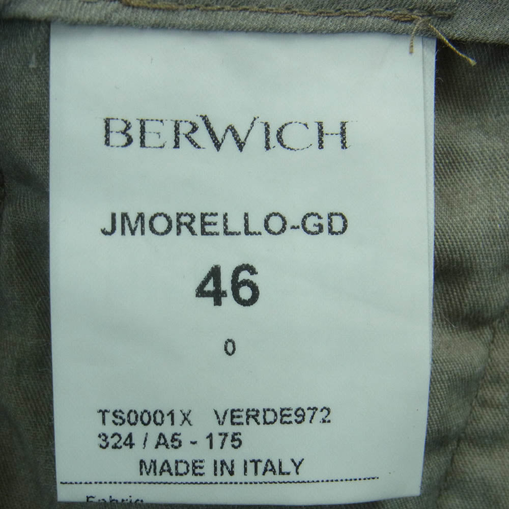 ベルウィッチ JMORELLO Jモレッロ ガーメント ダイストレッチ コットン ツイル パンツ グレー系 VERDE 46【極上美品】【中古】