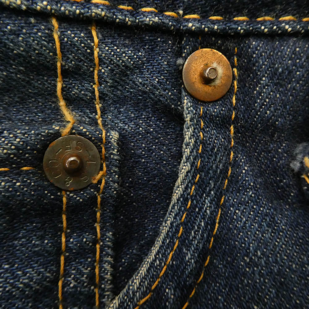 Levi's リーバイス 50s 501XX 53MODEL 53モデル 革パッチ 両面均等V ボタン裏刻印無 デニムパンツ インディゴブルー系【中古】