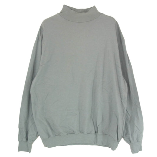 blurhms ROOTSTOCK ブラームスルーツストック bROOTS22F25 Silk Cotton 20/80 High-neck Hem Rib L/S シルク ハイネック カットソー ロンT 長袖Tシャツ グリーン系 3【中古】