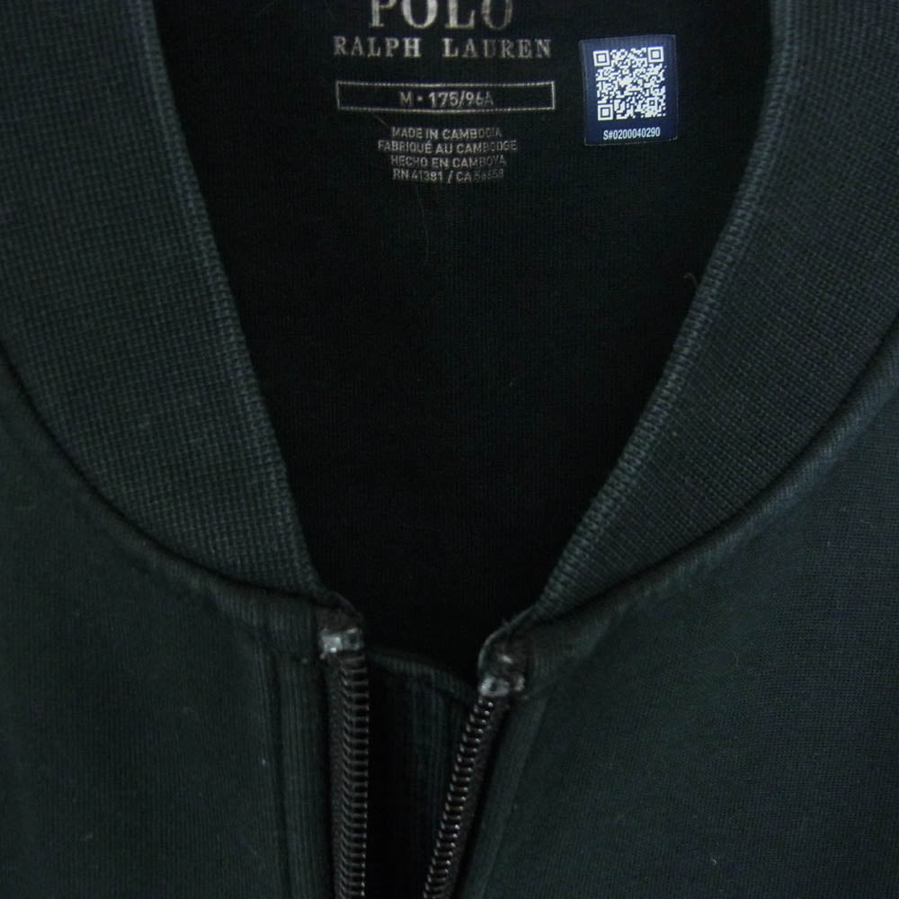 POLO RALPH LAUREN ポロ・ラルフローレン ダブルニットボンバージャケット ポニーロゴ アクションプリーツ ブルゾン ブラック系 M【中古】