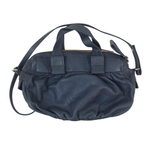 SEE BY CHLOE シーバイクロエ レザー ハンドバッグ ネイビー系【中古】