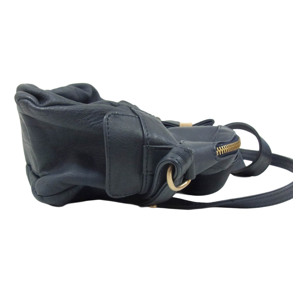 SEE BY CHLOE シーバイクロエ レザー ハンドバッグ ネイビー系【中古