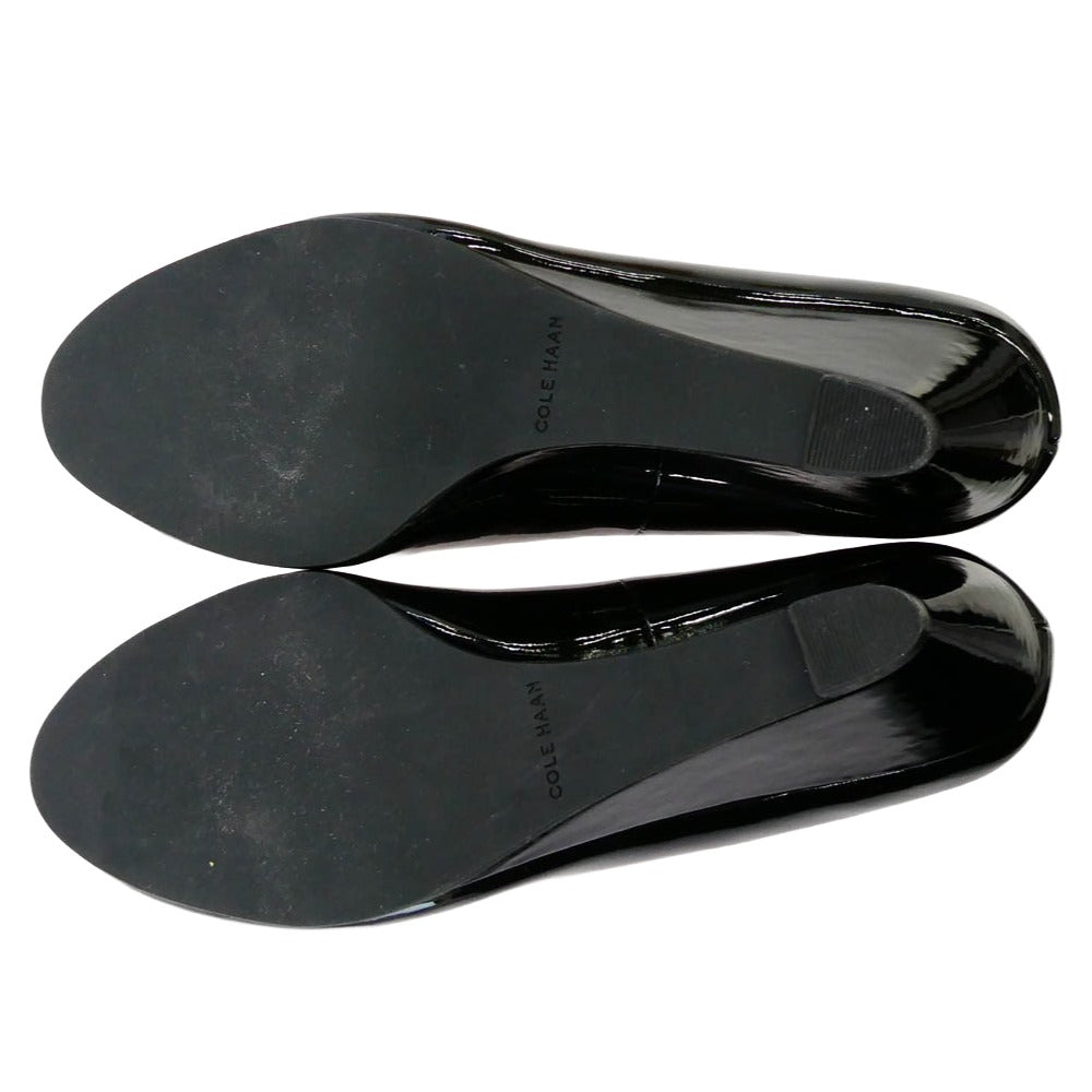 COLE HAAN コールハーン D42831 LAINEY WDG 55 WP 2 エナメル パンプス ブラック ブラック系 6.5【中古】