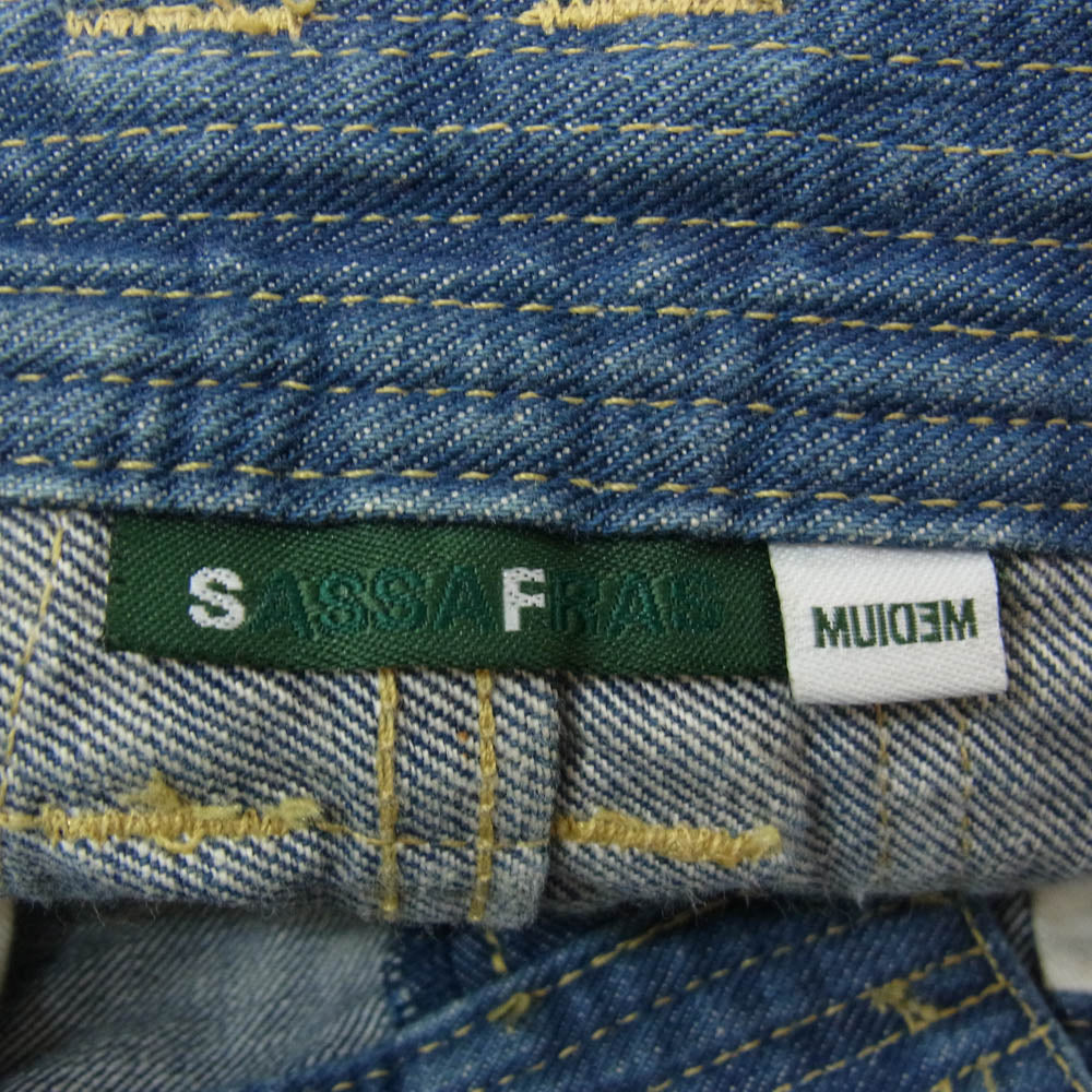 SASAFRAS ササフラス FALL LEAF PANTS ストレート コットン デニム パンツ インディゴブルー系 M【中古】