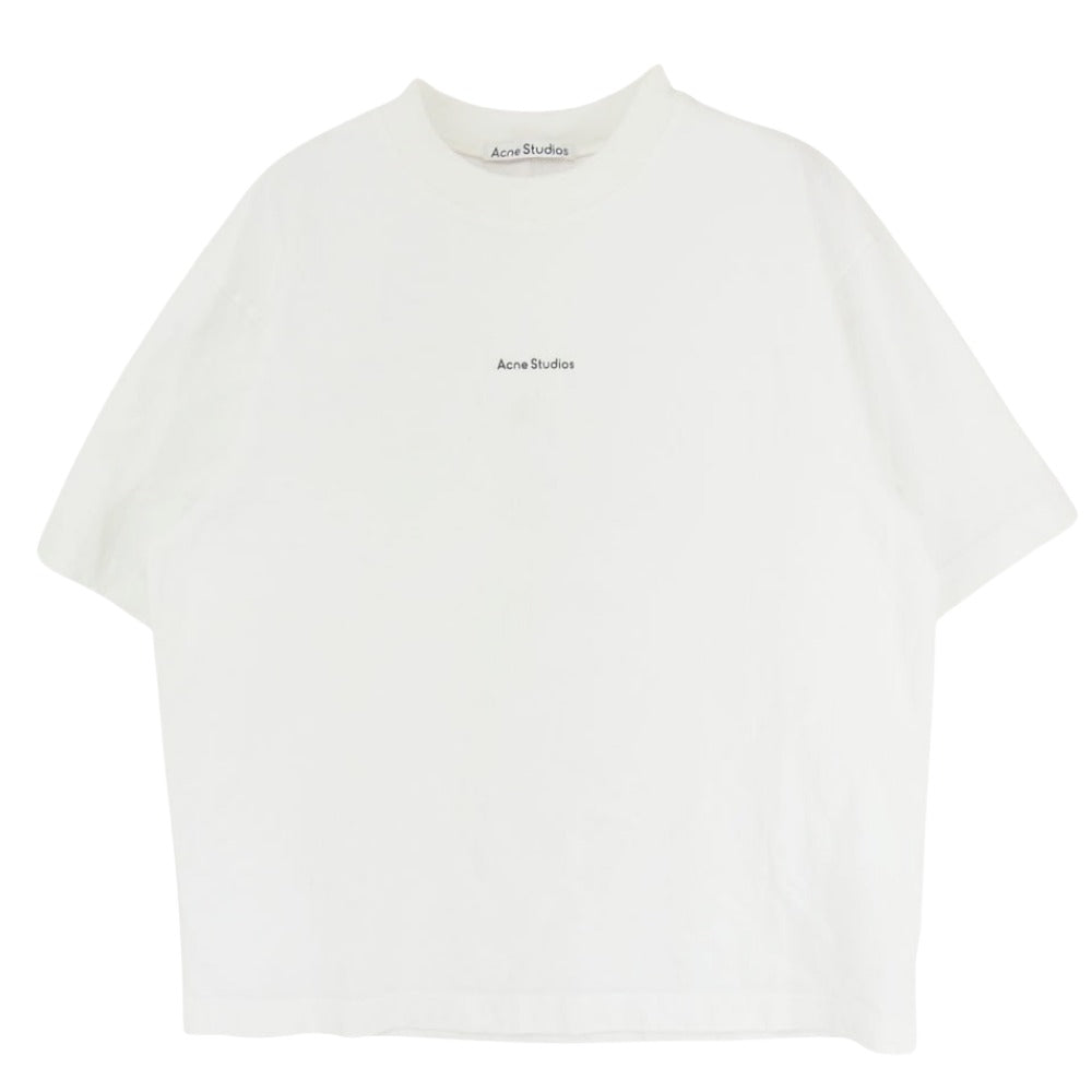 ACNE STUDIOS アクネストゥディオズ ロゴ プリント クルーネック 半袖 Tシャツ ホワイト系 S【中古】