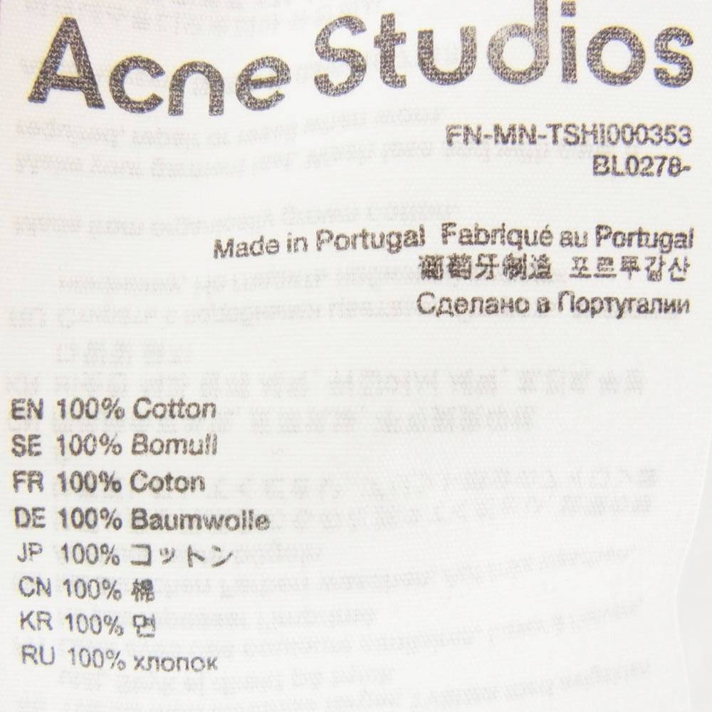 ACNE STUDIOS アクネストゥディオズ ロゴ プリント クルーネック 半袖 Tシャツ ホワイト系 S【中古】