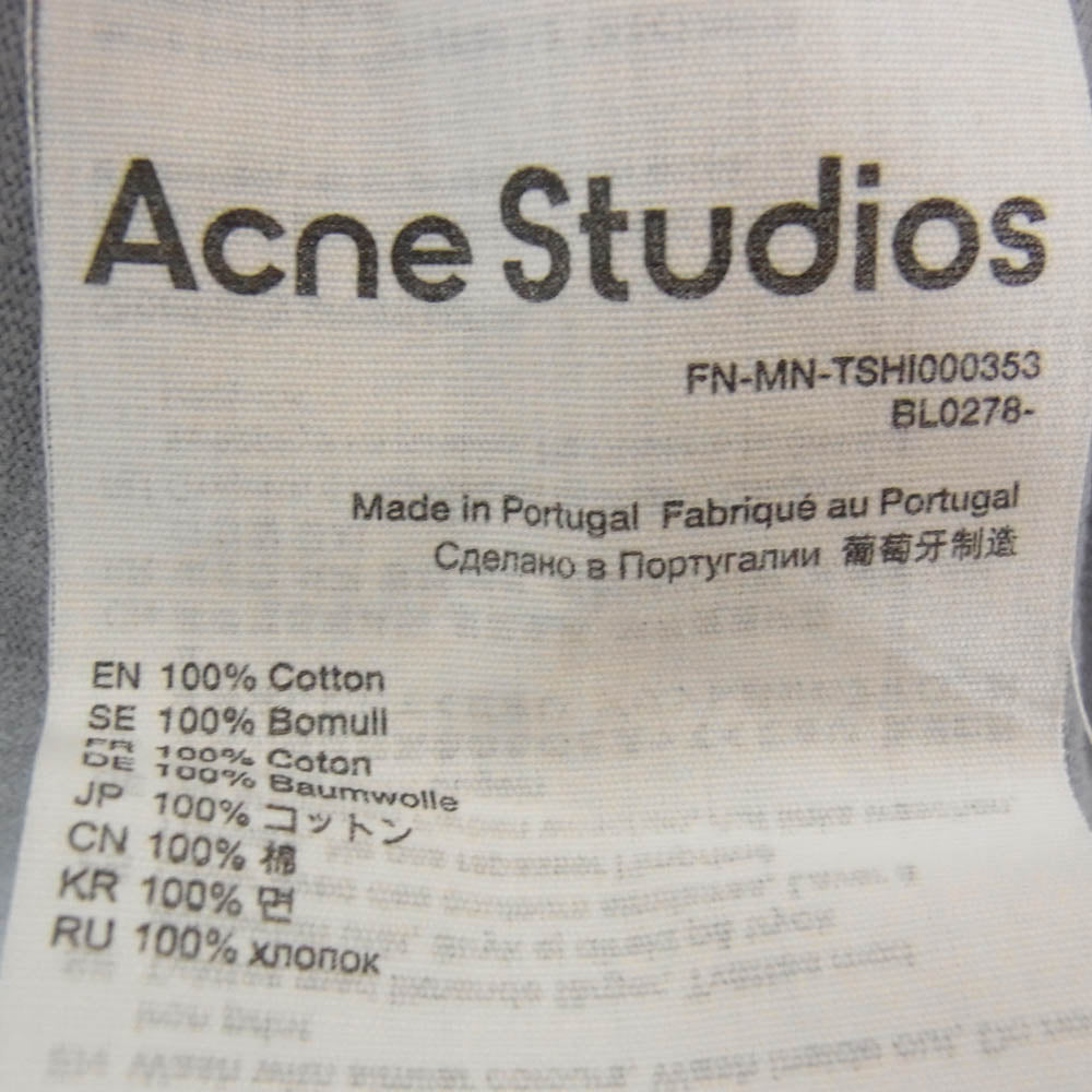 ACNE STUDIOS アクネストゥディオズ BL0278 ロゴ プリント クルーネック 半袖 Tシャツ グレー系 XS【中古】