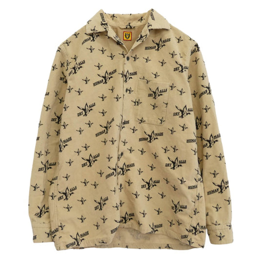 HUMAN MADE ヒューマンメイド ダック 総柄 長袖 シャツ ベージュ系 M【中古】