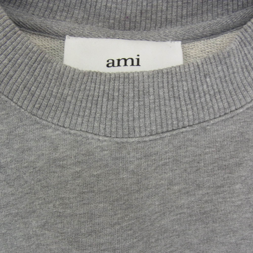AMI PARIS アミパリス E22USW003.731 ロゴ刺繍 クルーネック スウェット トレーナー グレー系 S【中古】