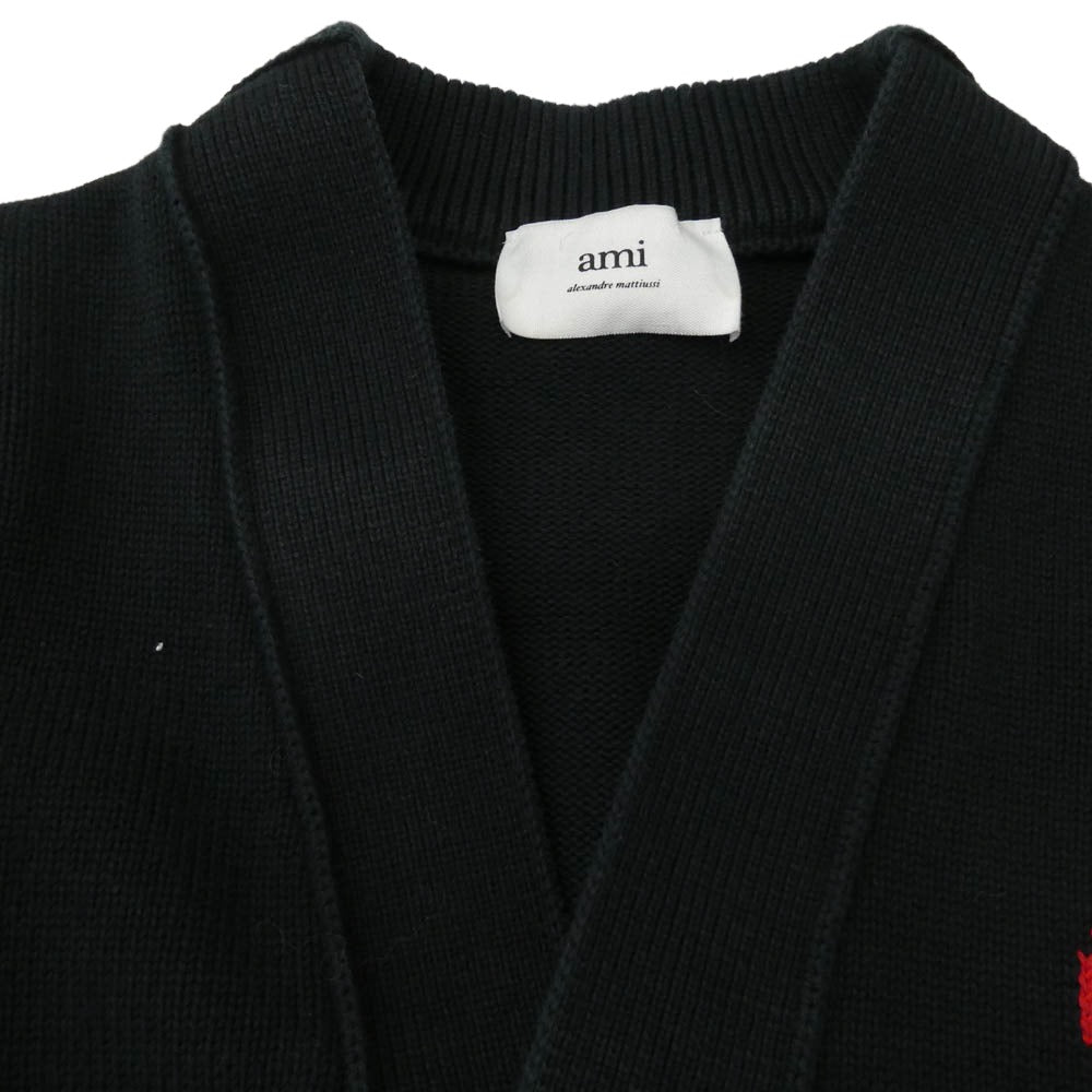 AMI PARIS アミパリス E22UKC003.016 ハートロゴ Vネック カーディガン ネイビー系 M【中古】