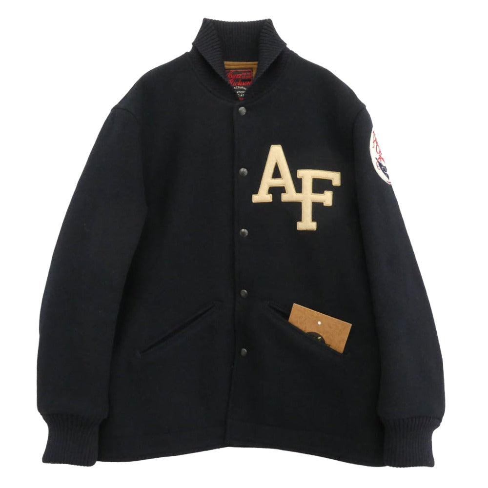 Buzz Rickson's バズリクソンズ BR15347 AVIATION ASSOCIATES USAAF AWARD JACKET ウールメルトン アワードジャケット スタジャン スタジアム ジャケット ネイビー系 38【美品】【中古】