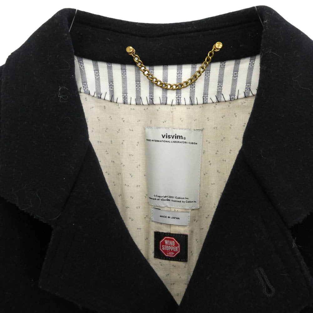 VISVIM ビズビム 15AW 0115205013023 MORNING COAT WINDSTOPPER ウール リネン ウィンドストッパー モーニングコート ブラック系 2【中古】