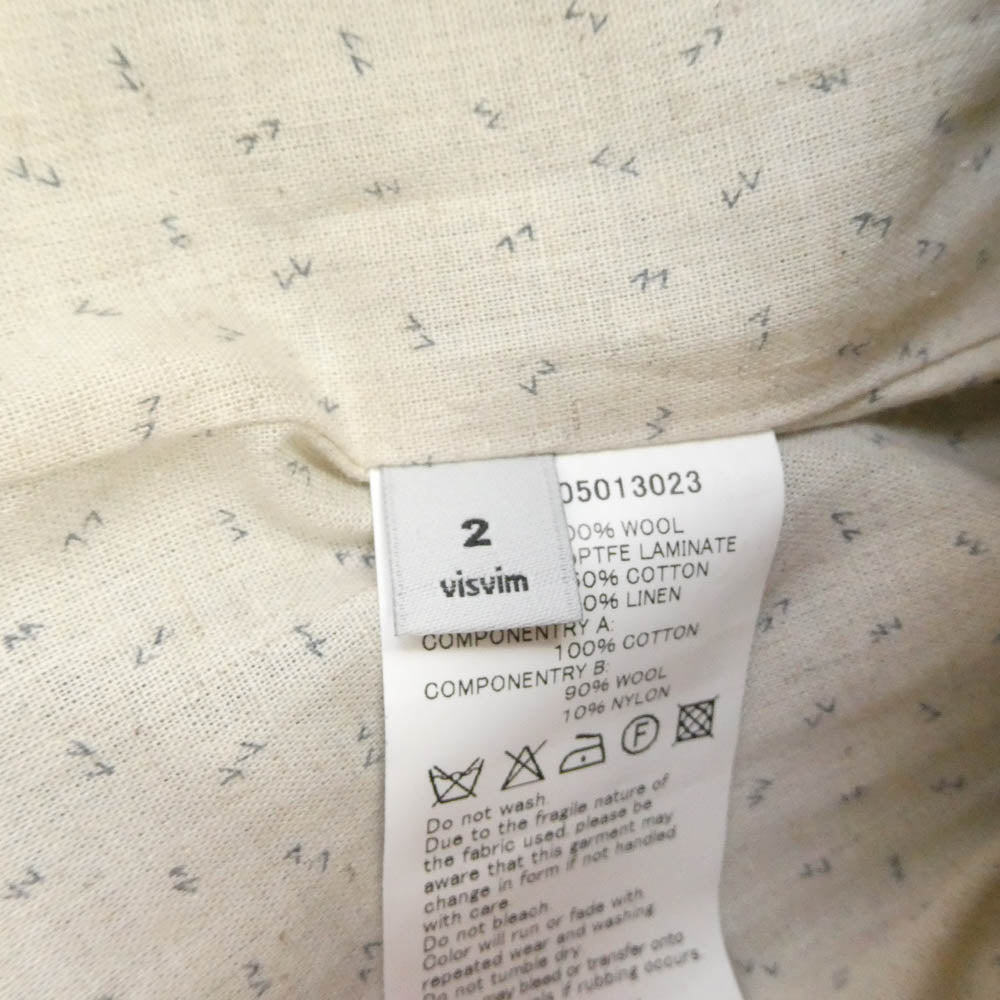 VISVIM ビズビム 15AW 0115205013023 MORNING COAT WINDSTOPPER ウール リネン ウィンドストッパー モーニングコート ブラック系 2【中古】