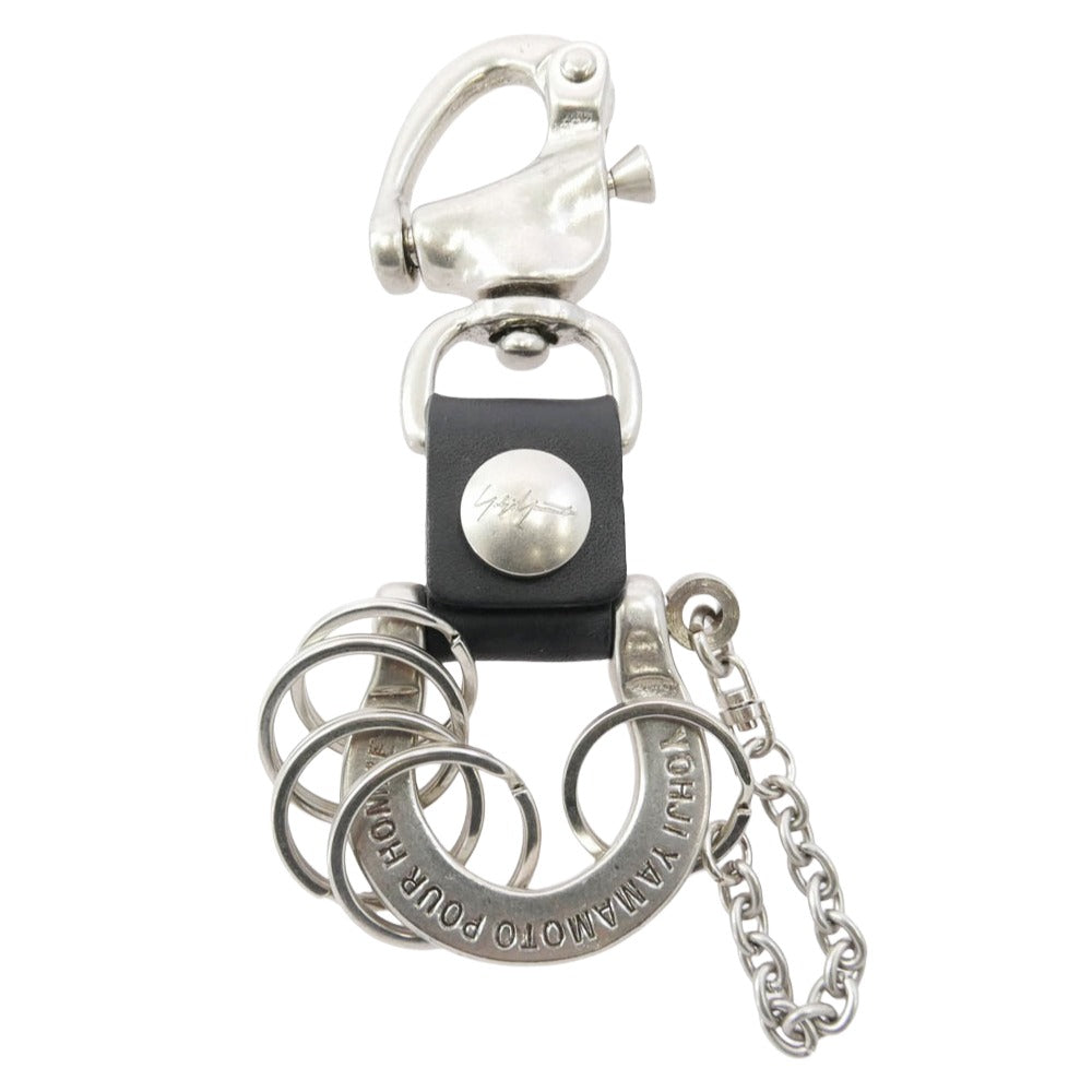 Yohji Yamamoto POUR HOMME ヨウジヤマモトプールオム SIGNATURE CARABINER シグネチャー カラビナ キーリング シルバー系 ブラック系【中古】