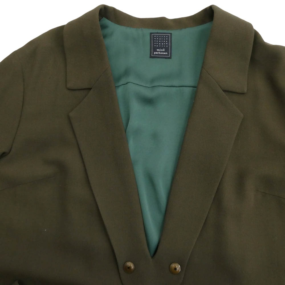 mina perhonen ミナペルホネン 22AW aaa3966s forest tile フォレストテイル Vネック ロングドレス ワンピース ブラウン系 38【美品】【中古】