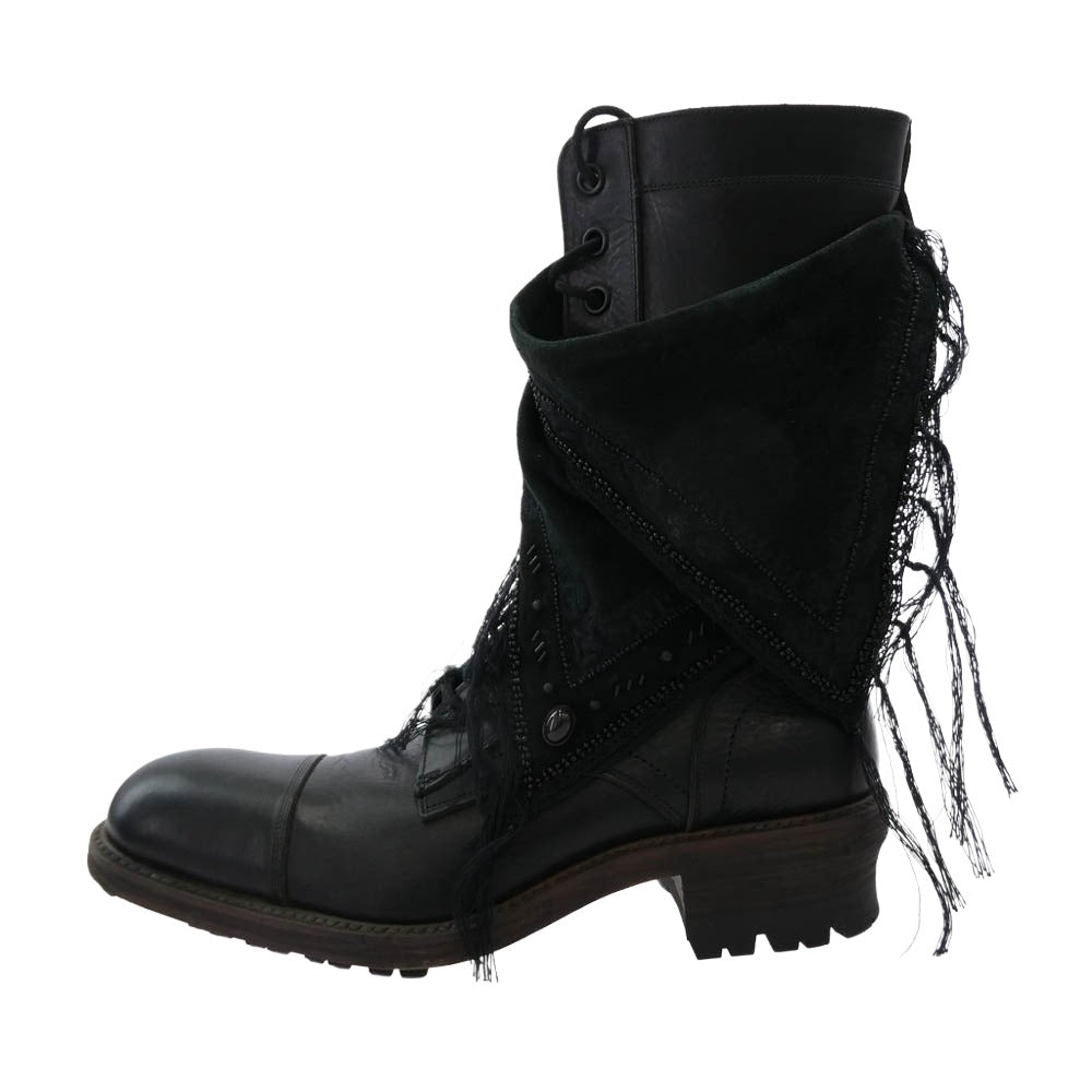 alfredoBANNISTER アルフレッドバニスター 5291005208 直営店限定 バンダナ巻き ロング ブーツ ブラック系 42【極上美品】【中古】