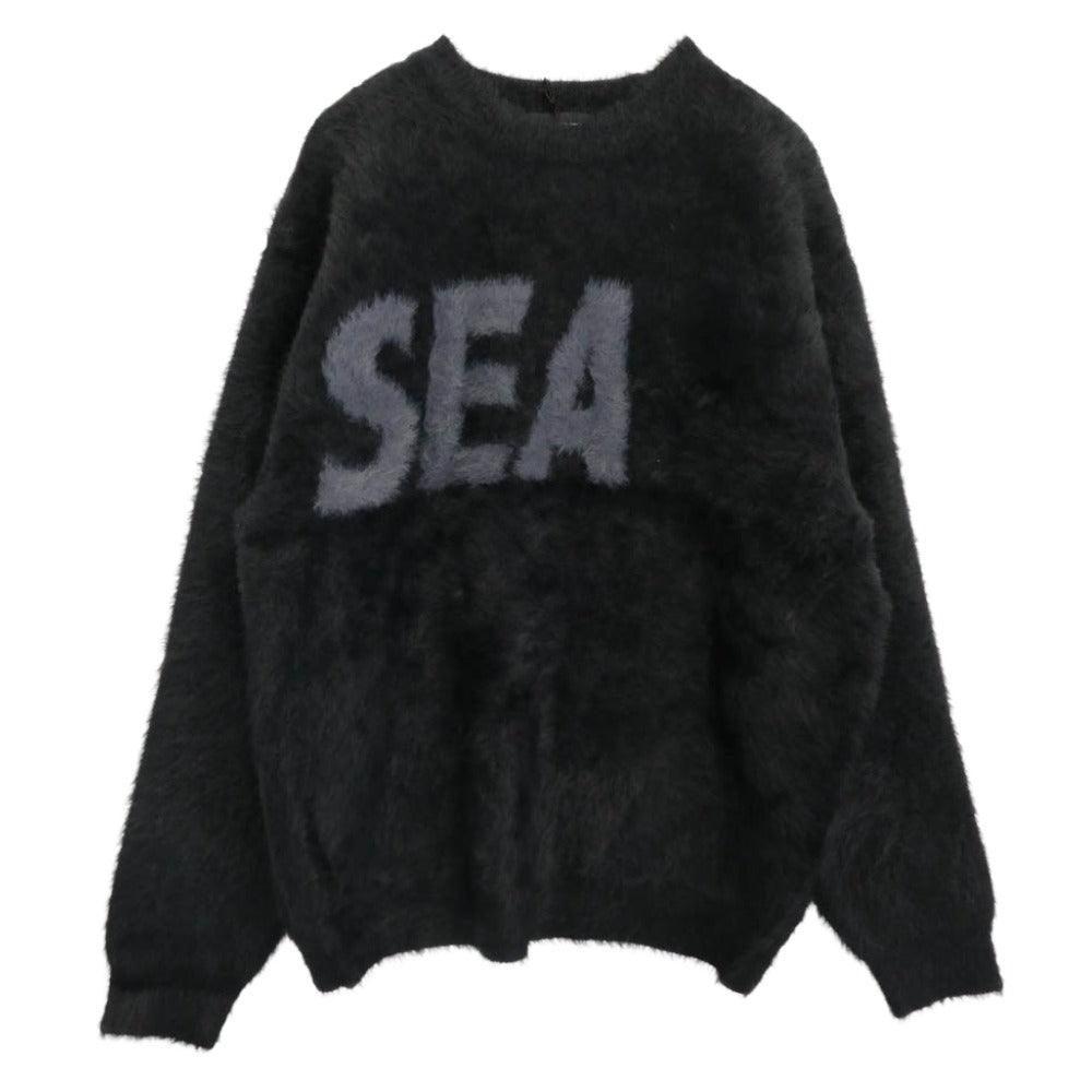 WIND AND SEA ウィンダンシー 25AW WDS-O-CLCS-25-Q3-KN-10 Shaggy BIGSEA Knit Sweater シャギー ロゴ ニット セーター ブラック系 M【極上美品】【中古】