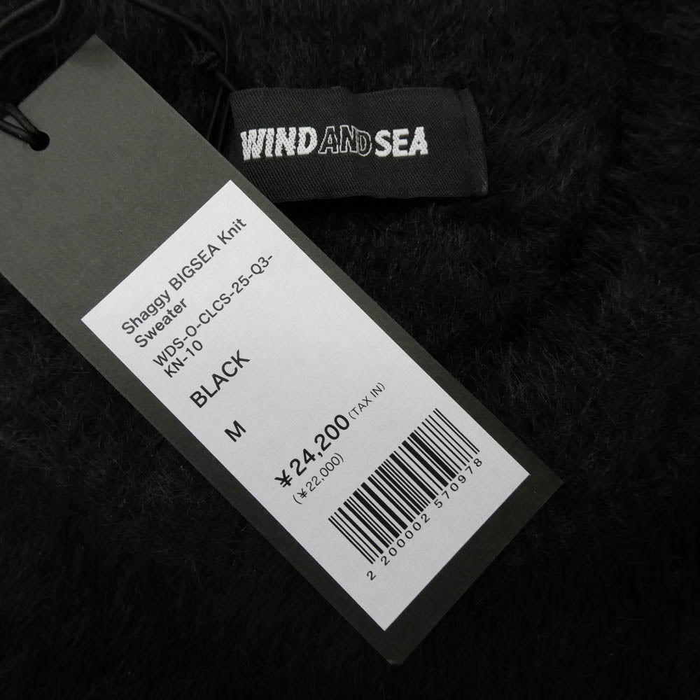 WIND AND SEA ウィンダンシー 25AW WDS-O-CLCS-25-Q3-KN-10 Shaggy BIGSEA Knit Sweater シャギー ロゴ ニット セーター ブラック系 M【極上美品】【中古】