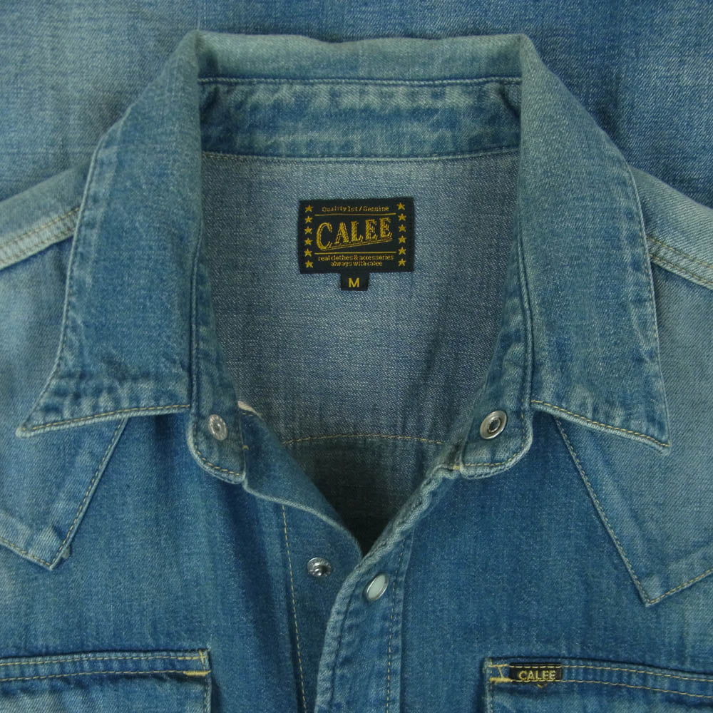 CALEE キャリー ウエスタン デニム 長袖 シャツ コットン 日本製 インディゴブルー系 M【中古】