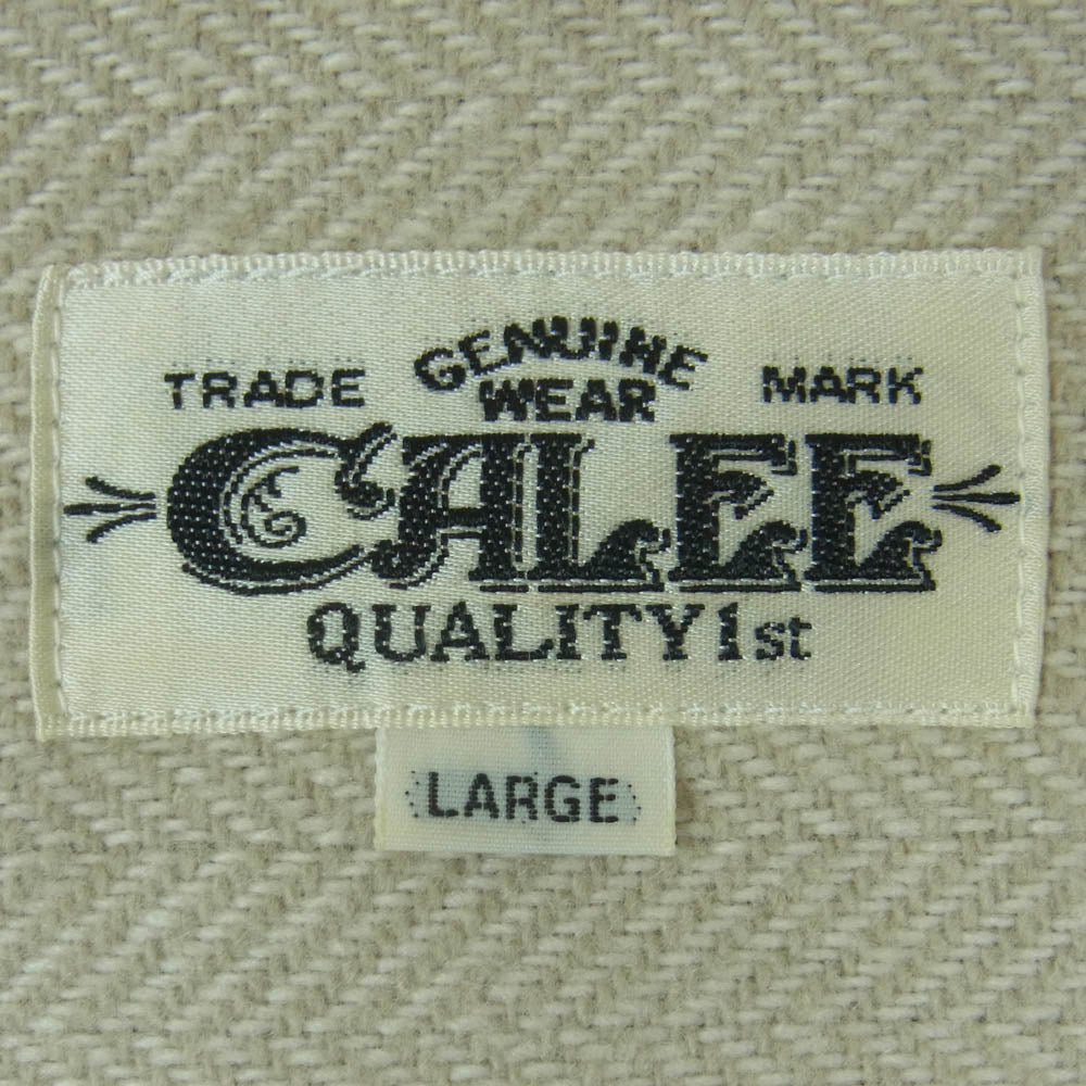 CALEE キャリー ロゴ刺繍 長袖 シャツ コットン ポリエステル 日本製 ベージュ系 グレイッシュベージュ系 L【中古】