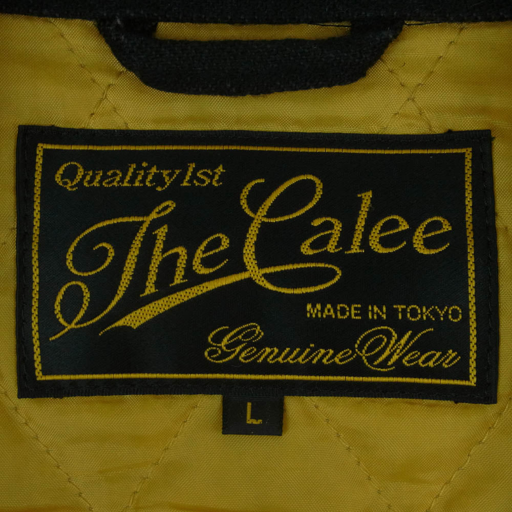 CALEE キャリー ロゴ刺繍 ワッペン ウール混 中綿 ジップ ジャケット 日本製 ブラック系 L【中古】