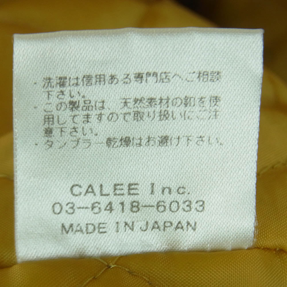 CALEE キャリー ロゴ刺繍 ワッペン ウール混 中綿 ジップ ジャケット 日本製 ブラック系 L【中古】