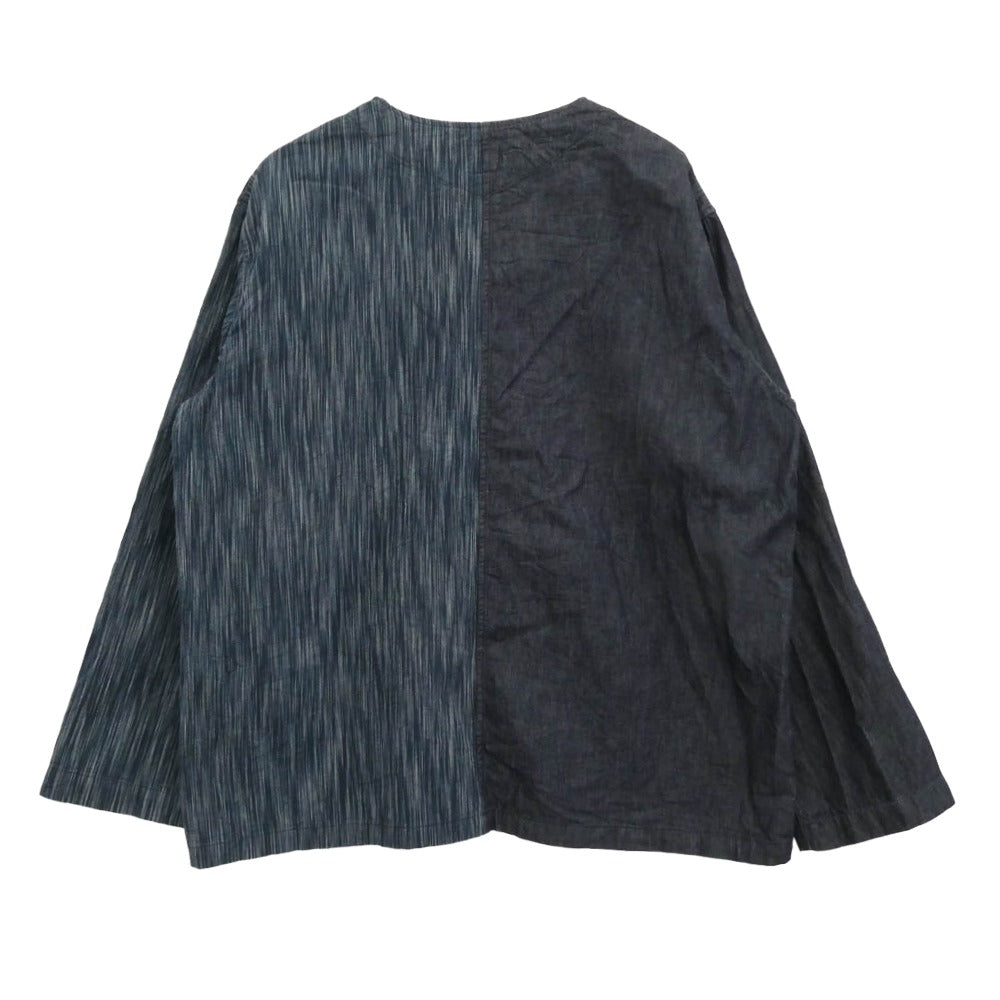POST OVERALLS ポストオーバーオールズ Chinois シノワ ノーカラー フレンチ チャイナ ジャケット インディゴブルー系 L【中古】