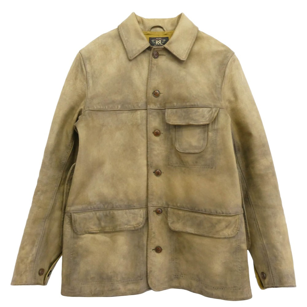 RRL ダブルアールエル LEATHER CAR COAT 加工 レザー カーコート ジャケット ブラウン系 M【中古】