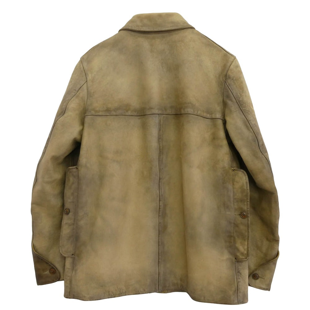 RRL ダブルアールエル LEATHER CAR COAT 加工 レザー カーコート ジャケット ブラウン系 M【中古】