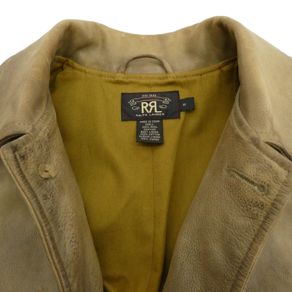 RRL ダブルアールエル LEATHER CAR COAT 加工 レザー カーコート ジャケット ブラウン系 M【中古】