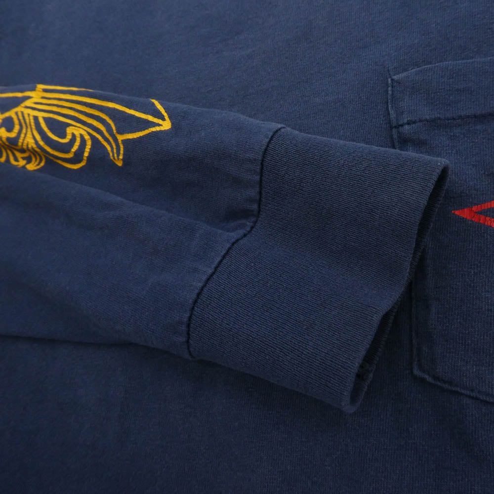 CHROME HEARTS クロムハーツ（原本無） OLD Intellectual Gallery FUCK YOU オールド インテレクチュアルギャラリー スター 袖フローラルクロス ロングスリーブ 長袖 Tシャツ カットソー ネイビー系 XL【中古】