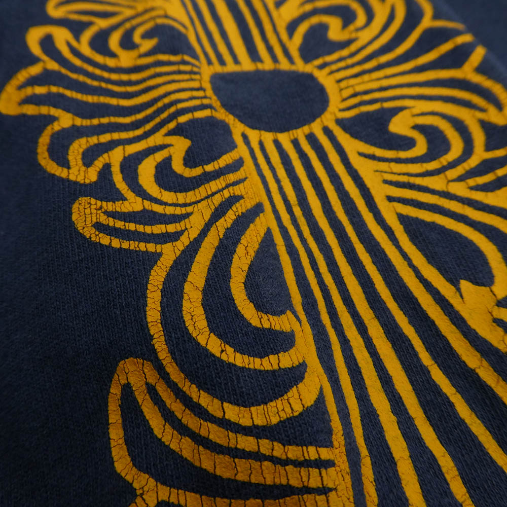 CHROME HEARTS クロムハーツ（原本無） OLD Intellectual Gallery FUCK YOU オールド インテレクチュアルギャラリー スター 袖フローラルクロス ロングスリーブ 長袖 Tシャツ カットソー ネイビー系 XL【中古】