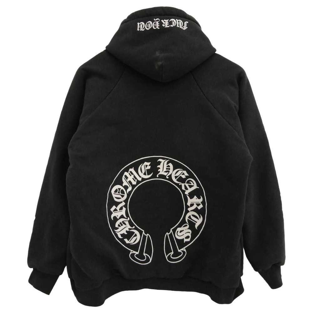 CHROME HEARTS クロムハーツ（原本無） OLD HORSESHOE FUCK YOU HOODIE オールド ホースシュー ファックユー 裏地サーマル プルオーバー スウェット フーディー パーカー ブラック系 XL【中古】