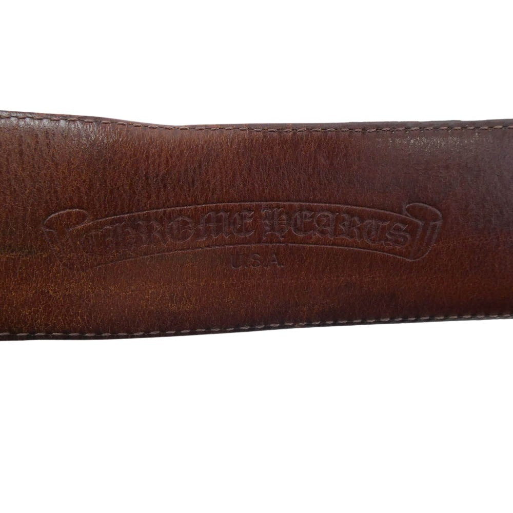 CHROME HEARTS クロムハーツ（原本無） BLT ROLLER 3PC オールド ダブルピン 3ピース ローラー レザー ベルト ブラウン ブラウン系 33【中古】