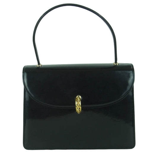 WAKO ワコー エナメル ハンド バッグ ブラック系【中古】