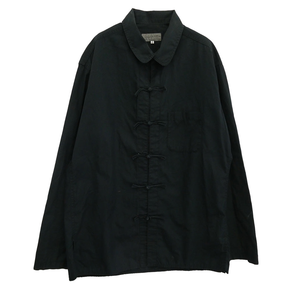 Yohji Yamamoto POUR HOMME ヨウジヤマモトプールオム HR-B09-002 produce プロデュース コットン 長袖 チャイナ シャツ ブラック系 2【中古】