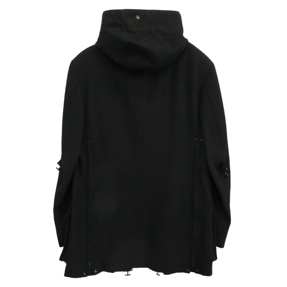 Yohji Yamamoto POUR HOMME ヨウジヤマモトプールオム 05AW HN-J05-101 フード付 ウール パラシュート ジャケット ブラック系 2【中古】