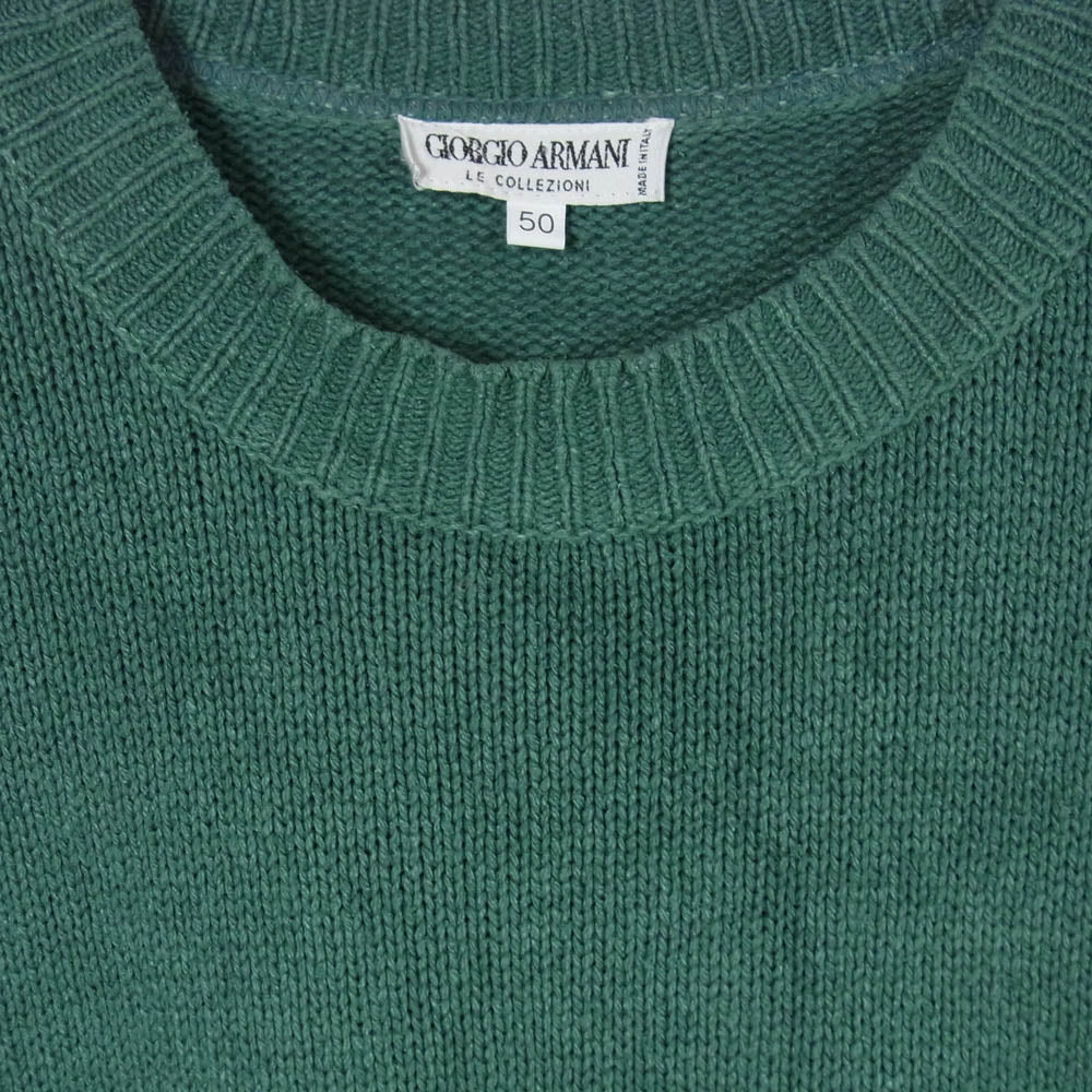 GIORGIO ARMANI ジョルジオアルマーニ 3007 オールド イタリア製 シルク100％ ニット セーター グリーン系 50【中古】