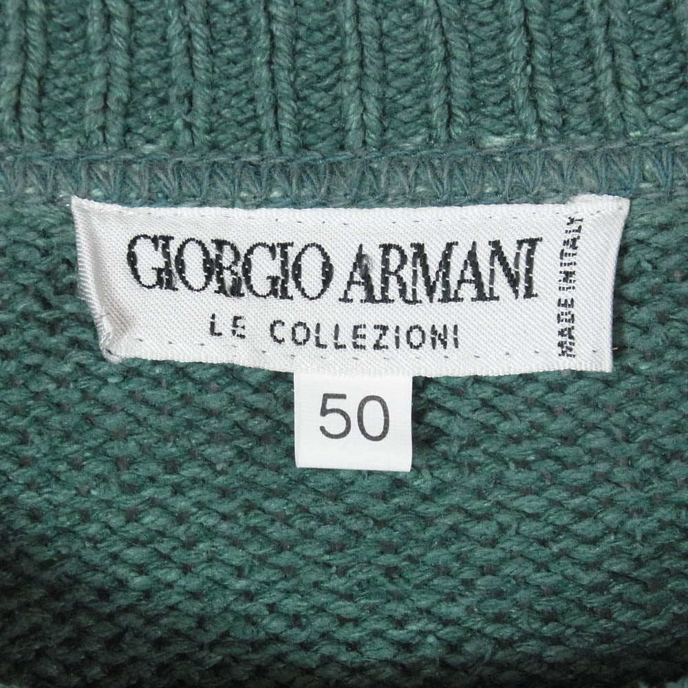 GIORGIO ARMANI ジョルジオアルマーニ 3007 オールド イタリア製 シルク100％ ニット セーター グリーン系 50【中古】