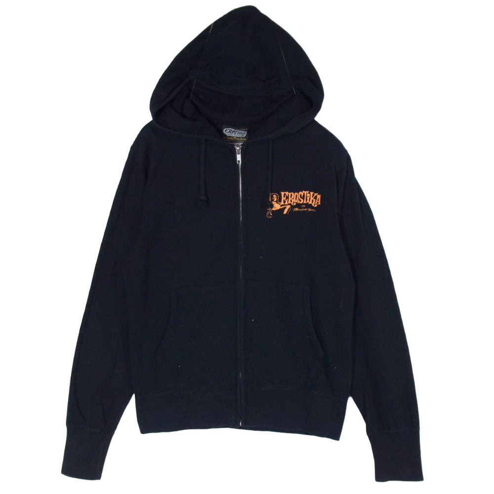 エロスティカ ロゴ コットン ジップ パーカー ネイビー系 S【中古】