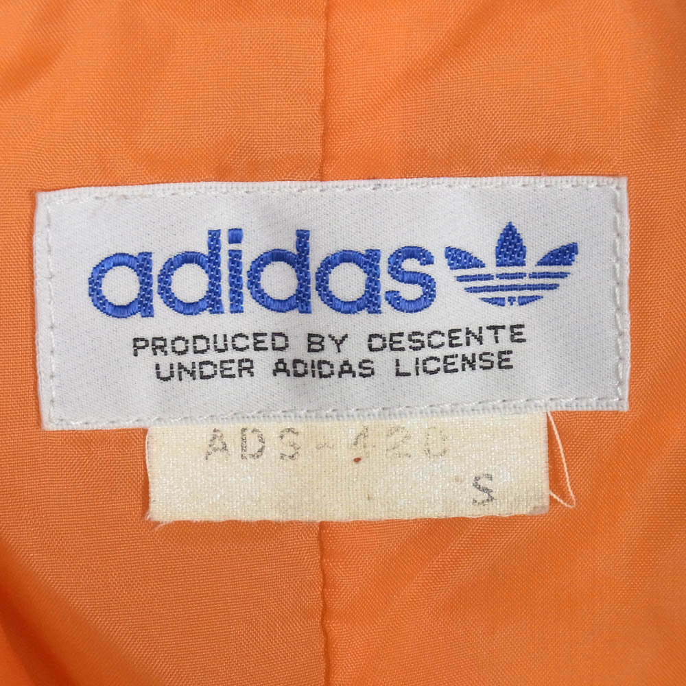 adidas アディダス ADS-420 80S デサント製 トレフォイル刺繍 中綿 ジャケット オレンジ系 S【中古】