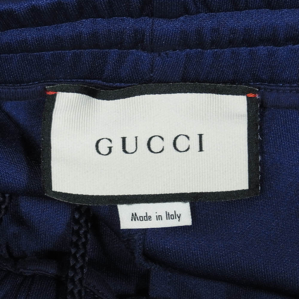 GUCCI グッチ 625342 XJCNS レザーロゴパッチ付き サイドライン トラック パンツ 紫青系 L【中古】 GUCCI グッチ 625342 XJCNS レザーロゴパッチ付き サイドライン