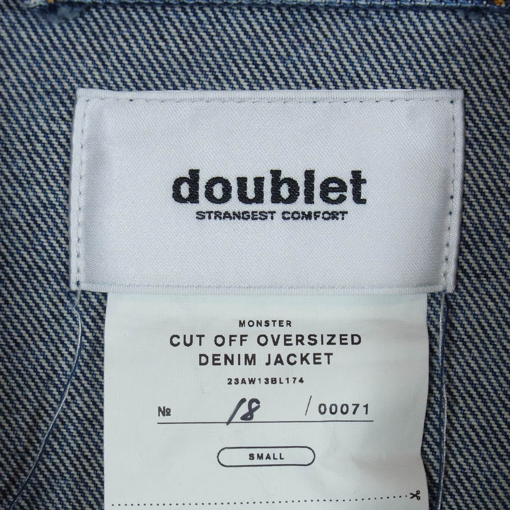 doublet ダブレット 23AW 23AW13BL174 CUT OFF OVERSIZED DENIM JACKET カット オフ デニム ジャケット インディゴブルー系 S【中古】